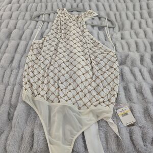 Free People White and Brown Bodysuit